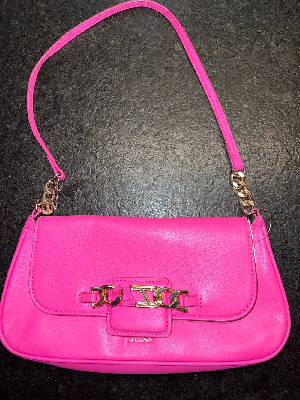 ALDO Vibrant Pink Shoulder Bag with Gold Chain Hardware